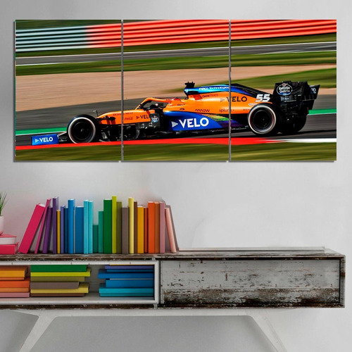 Cuadros Tripticos Modernos Autos F1 Mclaren 2022 (90x40 Cm)