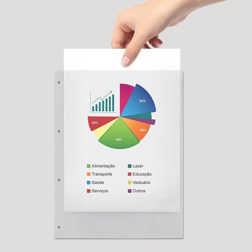 Saco Plástico Pp A4 4 Furos 0,05mm A405-50 Spiral Pt 50 Un