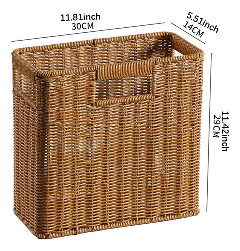Cesta Rectangular Tejida Para Periódicos De 30 Cm X 14 Cm X