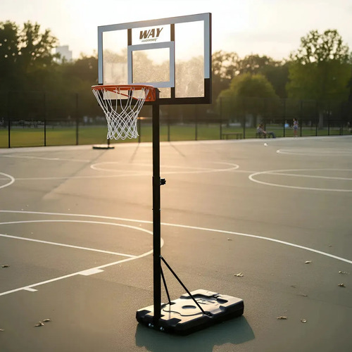 Cesta De Basquete Altura Ajustável 1,00 a 3,05m Tabela de Basketball Aro 45 Com Base Oca 38,5 kg de água ou areia