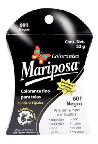 Colorante para Tela Mariposa Negro, 32 gr.