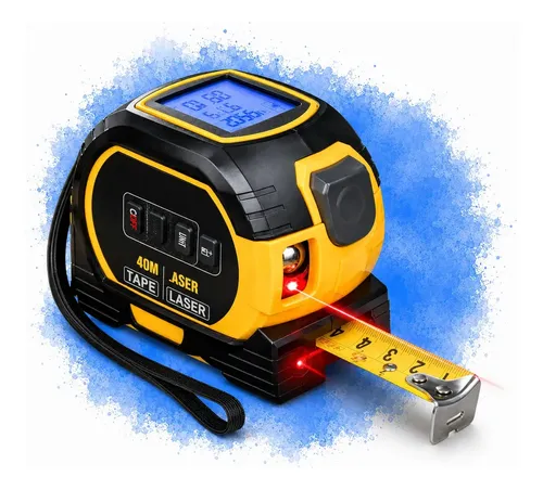 Trena Laser Digital Profissional 3 em 1 40m Fita Métrica 5m Nível Alta Precisão Medidor…