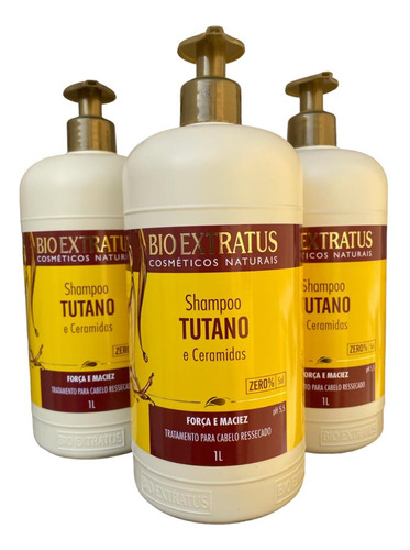 Kit 3 Shampoo Força E Maciez Tutano 1 L Bio Extratus K7817