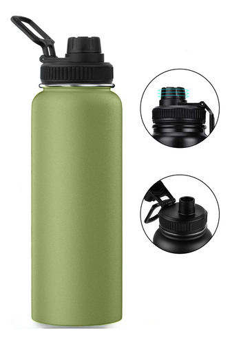 Garrafa Térmica 1200ml Bebidas Quentes E Frias Cor Verde Portátil Lsolamento De Aço Inoxidável 304 Térmico Antiderrapante