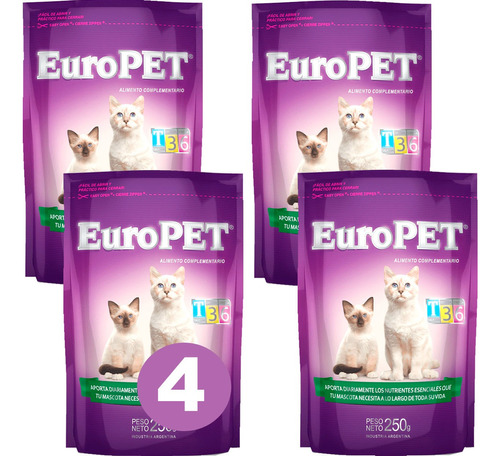 Alimento Energetico Suplemento Vitamina Gato Pack X4 Europet