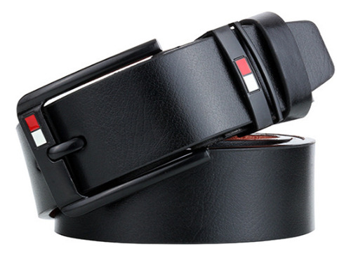 Cinturón De Piel Hombre Excelente Calidad Ocio De Negocios Color Negro 125cm