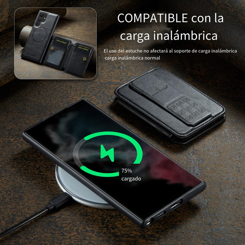 Funda Para Samsung Galaxy S25 S25 Plus S25 Ultra Magsafe Wallet Con Ranuras De Piel Para Tarjetas Y Soporte Magnético
