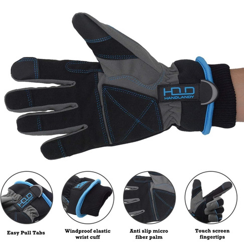 Imagen 2 de 5 de Guantes Moto Handlandy Termicos Impermeables Thinsulate Azul