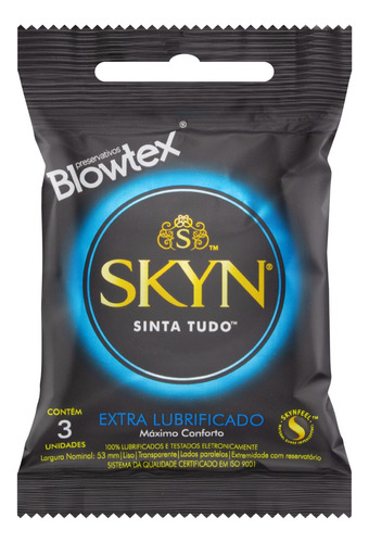 Preservativo Extra Lubrificado Blowtex Skyn Pacote 3 Unidades