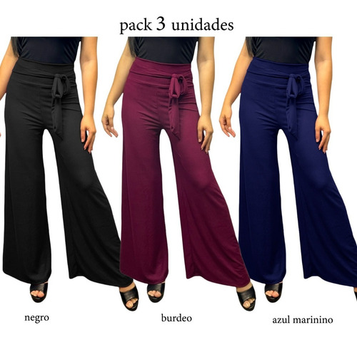 3 Pantalón Palazo - Mujer / Confección Nacional 100% Premium