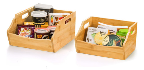 Cubos Almacenamiento Bambú Apilables 2 Niveles Cesta Organiz