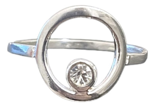 Anillo Minimalista Circulo Con Piedra Cubic Plata 925 Diseño