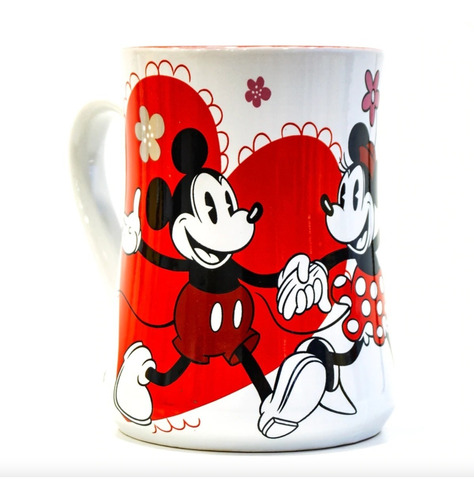 Tazon Grande Taza De Ceramica Mickey Y Minnie Mouse 380ml D5