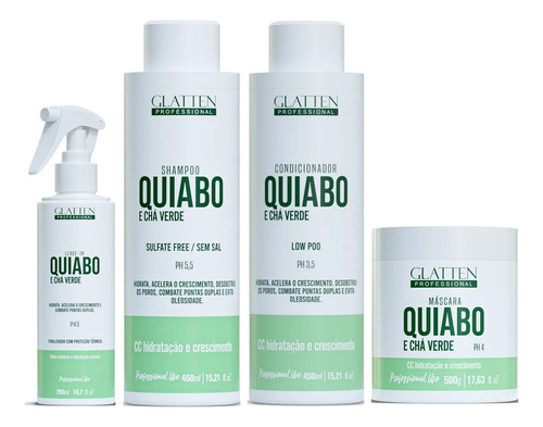 Glatten Quiabo E Chá Verde Shampoo E Cond E Másc E Leave-in