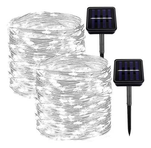 Guirnalda De Luces Solares, 100 Luces Led De Alambre De Cobr