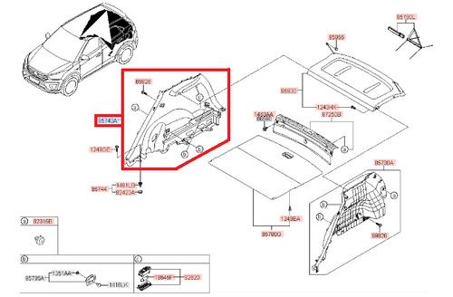 Revestimento Lateral Porta-malas Direito  Hyundai Creta 2018