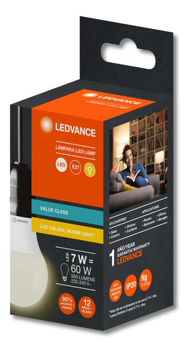 Lampara Led Osram Value 7w (=60w) Luz Calida (3000k) Os1
