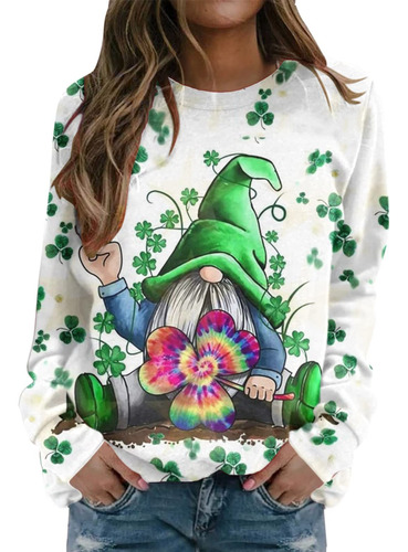 Duowei Casual Comodo Tops Para Mujer St Patricks Day Print