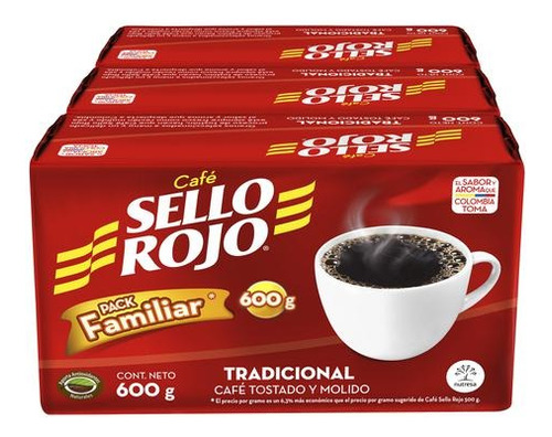 Café Sello Rojo Molido X 3 Unds - Kg a $3539