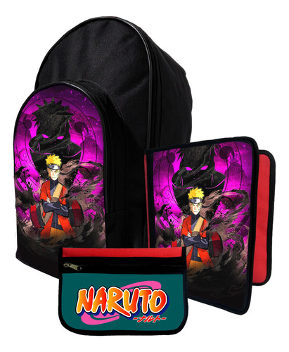 Kit Mochila+ Carpeta+ Cartu De Naruto #521