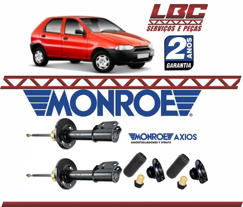 Kit 2 Amortecedor Dianteiro Monroe + Kit Axios Palio 96 97 