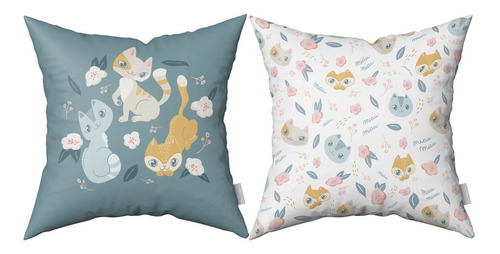 Imagen 1 de 5 de Combo Almohadones Sillon Almohadón Gatitos Nórdicos 40x40