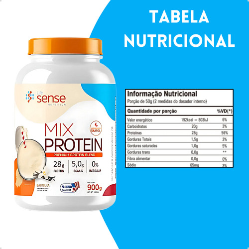 Kit 2x Whey Mix Protein + Creatina + Bcaa - Sense Nutrition Sabor Baunilha