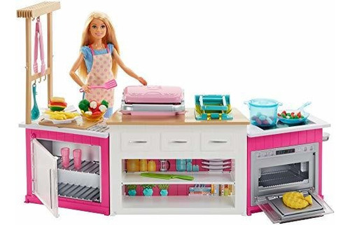 Juego De Cocina Barbie Con Muñeca, Luces Y Sonidos, Moldes