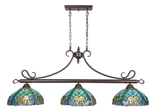 Cotoss Tiffany - Lampara De Mesa De Billar Con 3 Luces, Lamp