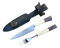Comprar Cuchillo Tenedor Artesanal Seigen 14 Madera Combinada Asta 