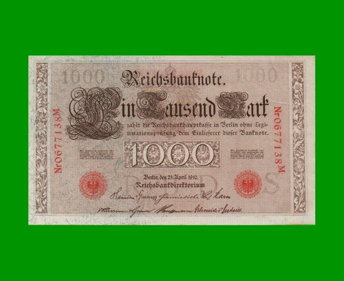 Billete Alemania 1.000 Marcos, Pick 44b, Año 1910, Exc.-