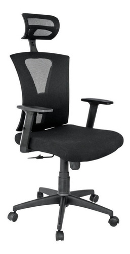 Imagen 2 de 3 de Silla de oficina Jamundí base nylon Mundial de Sillas ergonómica negra con tapizado de mesh y tela