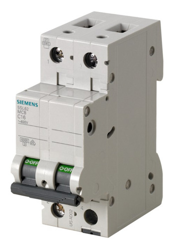 Llave Interruptor Térmica 2p Siemens 20a 6ka P Riel Din