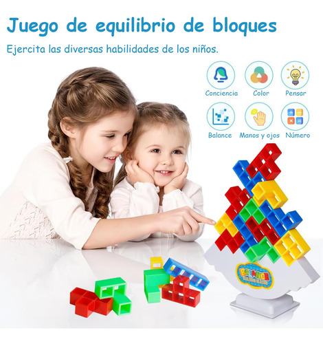 Juego Tetra Tower Game Balance, 64 Pcs De Tetris, Stack