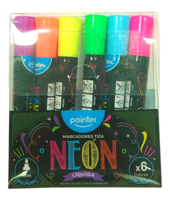 Marcadores De Tiza Liquida Neon 6 Colores Pointer
