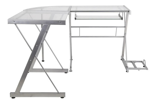 Escritorio Asenti Esquinero vidrio, metal de 120cm x 73cm x 50cm transparente