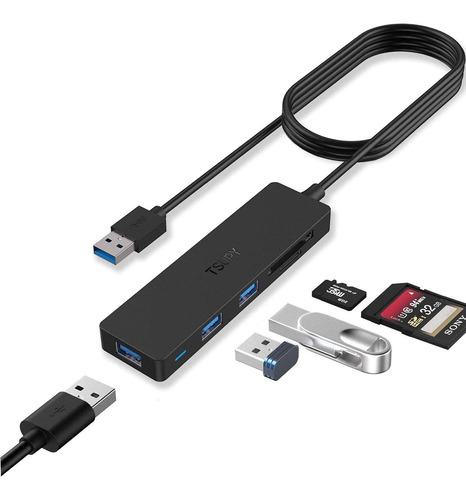 Tsupy - Concentrador Usb 3.0 Con Cable Extendido De 4 Pies Y