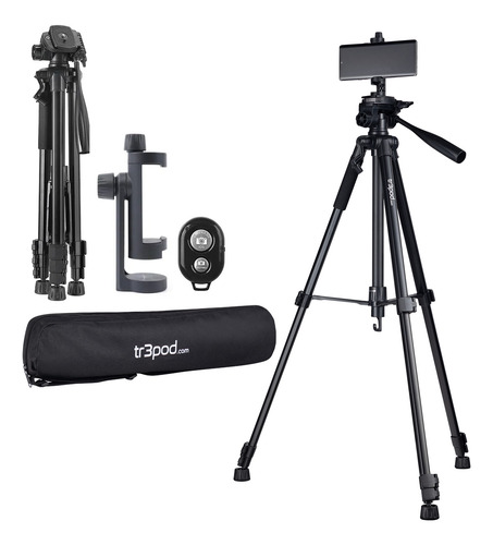 Tripode Camara Celular Tr3pod Aluminio Plegable + Control Negro
