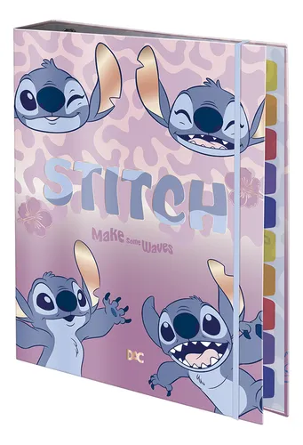 comprar Fichario Universitario Stitch Com Elastico 48 Folhas - Dac