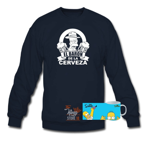 Poleron Polo + Taza, Los Simpson, Homero, El Baron Cerveza, Serie, Xxl / Kingstore10