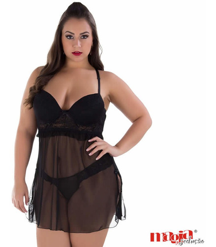 Camisola Sensual Plus Size Gostosa Preta Gg | Lingeries Sexy