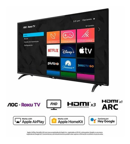 Imagen 4 de 7 de Televisor Aoc Led 43'' Fhd Smart Tv 43s5195