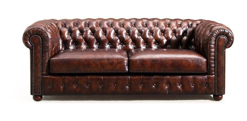 Sofá Chesterfield Cuero Vacuno 2 Cuerpos Calidad Premium