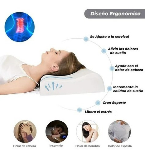 Almohada De Memoria Ortopédica Cervical Blanca Viscoelástica