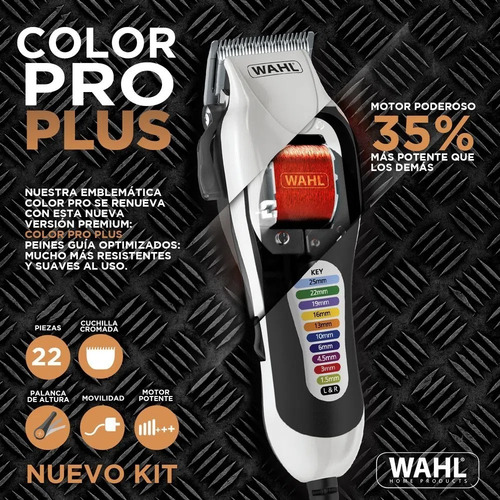 Imagen 4 de 5 de Maquina De Cortar Pelo Wahl Color Pro Plus Kit Profesional