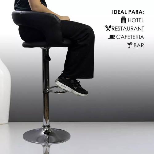 Banco Taburete Comedor Giratorio Respaldo Bar Barra Studio B Acabado De La Estructura Cromado Color Negro Decoform