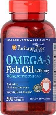 Omega 3 Fish Oil 1200 Mg 200 Cápsulas Importada De Usa