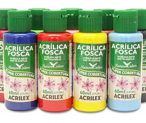 20 Tubos Tinta Acrílica Fosca Nature Colors Acrilex 60ml