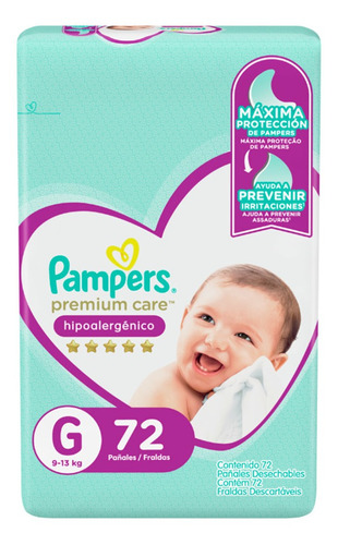 Pañales Desechables Pampers Premium Care G 72 Unidades