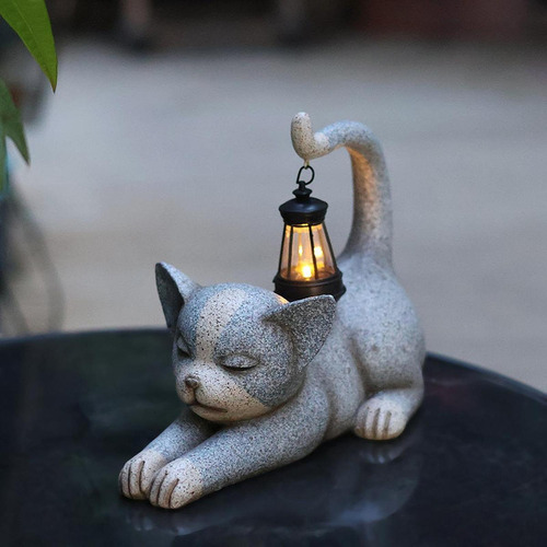 Estatua De Jardín Al Aire Libre De Gato, Regalo De Resina,